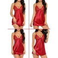thumbnail image 2 of pitrice Nuisette Aguichant en Dentelle à Col en V Profond, Robe de Nuit Dos Nu, Rouge, TTG, 2 of 6