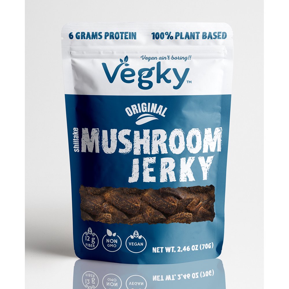 VEGKY Vegan Shiitake Mushroom Jerky ORIGINAL 70 Grams 2.56 oz NonGMO