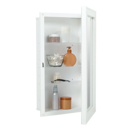 American Pride Recess-Mount Mirror Medicine Cabinet  16.25 x 26.25 in.  Rectangle  Reversible  White