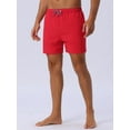 thumbnail image 2 of DARING DIVA Men's Drawstring Waist Side Pockets Mesh Lining Beach Swim Trunks 32 Red, 2 of 5