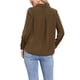 thumbnail image 3 of Camisa de botón con cuello INSPIRE CHIC de manga larga para mujer, blusa de negocios casual 2025, talla XL, color marrón, 3 of 6