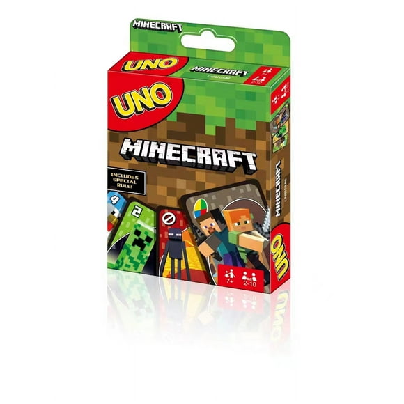 UNO Minecraft Card Game Video Game Themed Collector's Deck 112 Cards with Character Images For Fans Ages 7 and Up