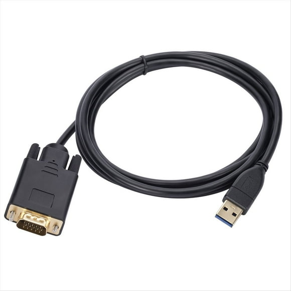 Cable USB 3.0 A VGA de 1,8 M (1080P) Conversor USB 3.0 Macho A VGA Macho para Portátil, Proyector de Vídeo Externo UHD.