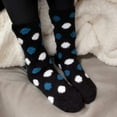 thumbnail image 3 of Women's Soft and Cozy Fuzzy Crew Socks, 4 Pairs, Color 05 Dot Black Blue, 3 of 5