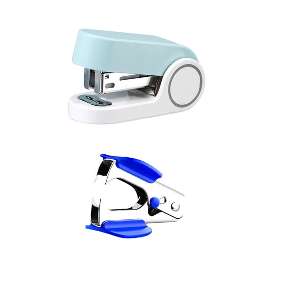 Iumwxz Portable Plastic Mini Stapler with Staples and Staple Remover,10 Sheets Capacity, Lightweight Handheld Design for Home Office Indoor,Blue