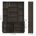 thumbnail image 6 of Hiphuta 75" Tall Modern Bookcases with 2 Double Door Cabinet, 47"Wide Wooden Storage Bookshelf for Living Room Home Office Entryway, Dark Brown, 6 of 8