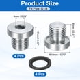 thumbnail image 2 of 4 Pack G1/4x19 Inner Hex Head Pipe Fitting Plug, Universal Carbon Steel Thread Socket Plug with Black O-Ring for Terminate Pipe Ends or Replacement Drains, 2 of 6