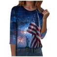 thumbnail image 4 of GEWSEY 3/4 Length Sleeve Womens Tops Casual Loose Fit Crewneck T Shirts Cute Solid Three Quarter Length Tunic Tops (Navy, XXL), 4 of 8