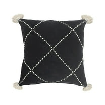 Ox Bay 20" x 20" Hand-Woven Black/ White Geometric Organic Cotton Pillow Cover