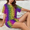 thumbnail image 4 of Sikiie Animal Paw Rainbow Womens Pajama Sets Short Sleeve Top With Pants Sleepwear 2 Piece Lounge SetSmall, 4 of 6