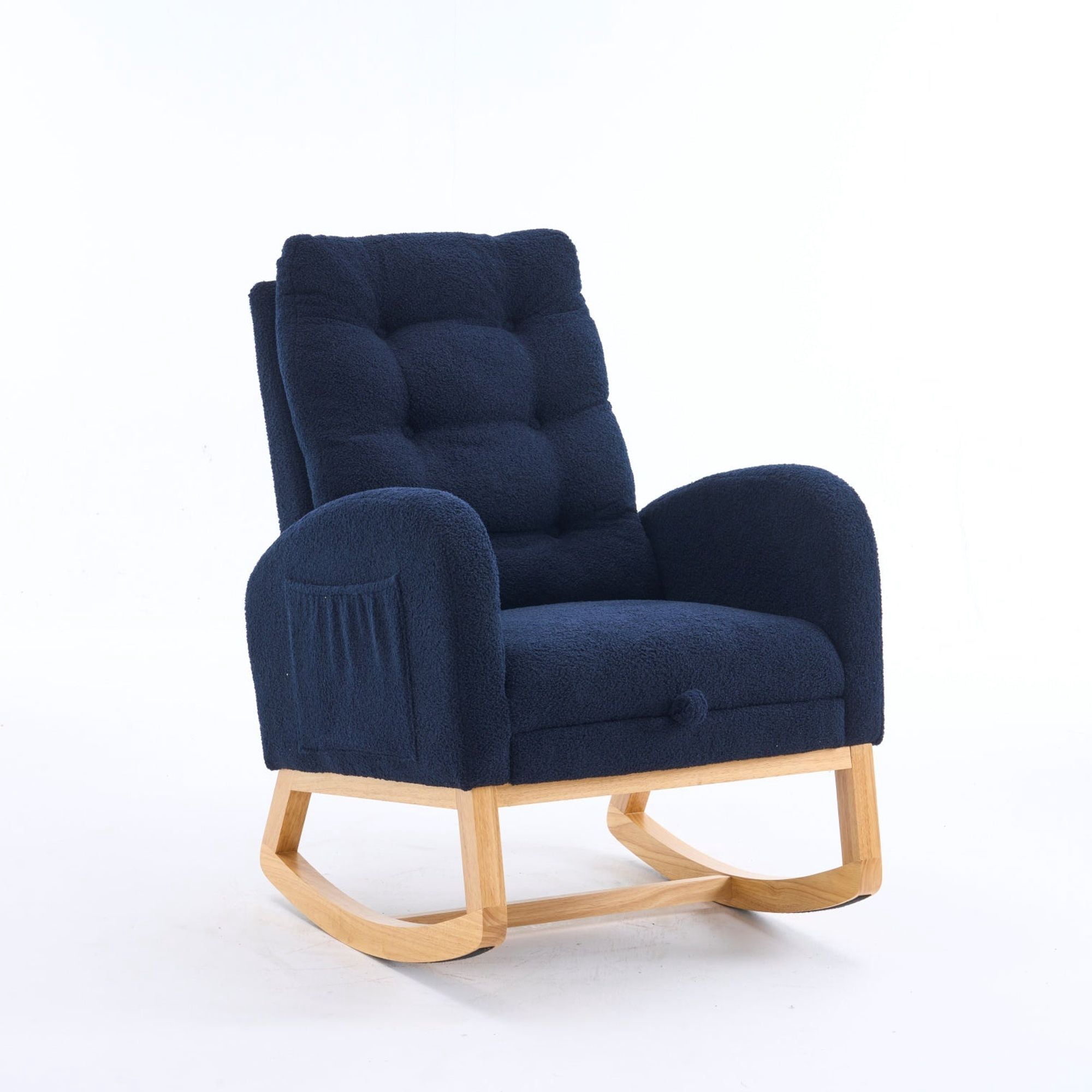 Sailvan Upholstered High Back Accent Rocking Chair with Footrest & Storage Pocket for Living Room