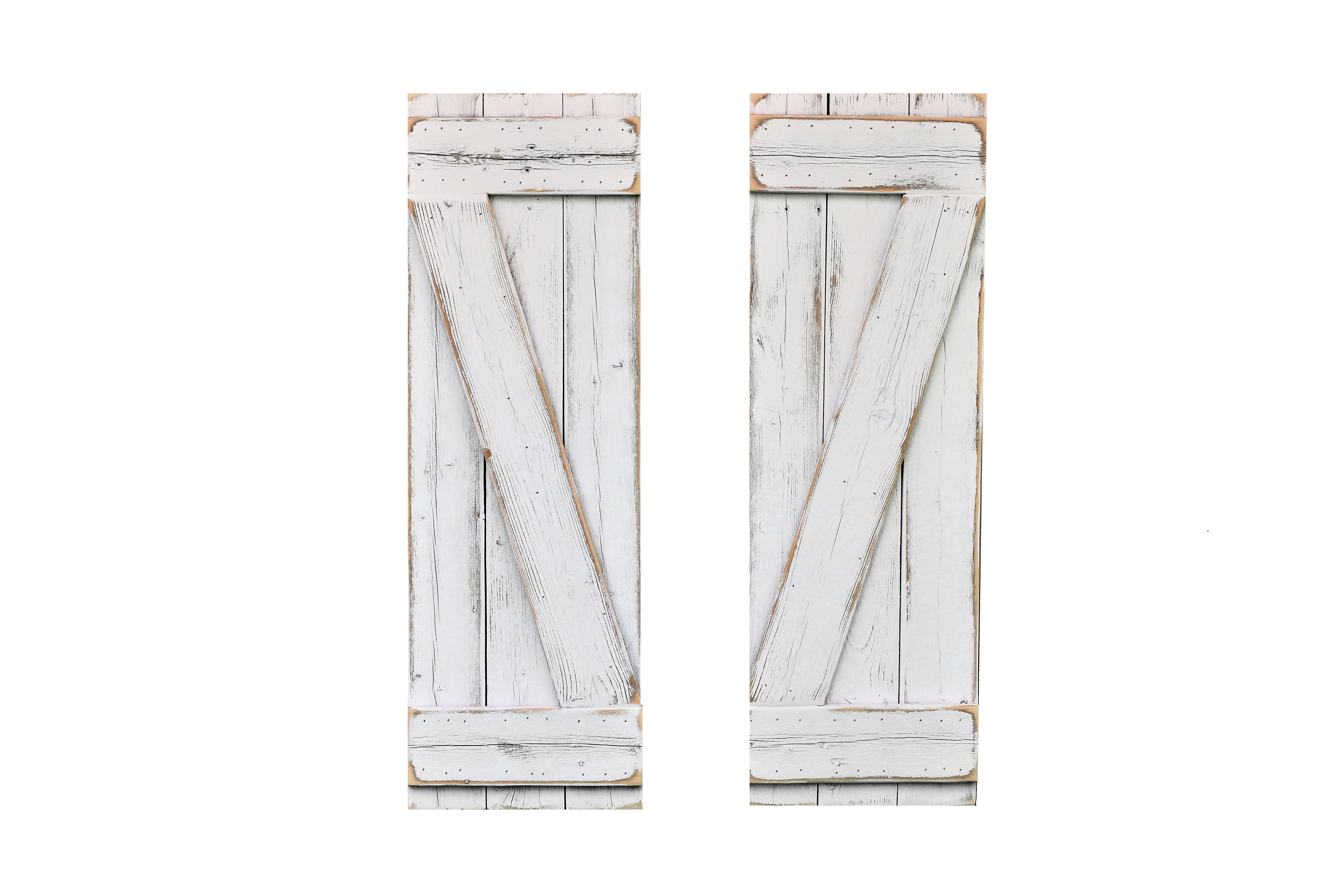 White BarnWood Style Window Shutters