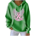 thumbnail image 2 of Ounisa Breast Cancer Oversized Hoodies Fleece Drawstring Shirts for Women Pink Ribbon Sweatshirt Cancer Fight Awareness Shirt Faith Casual Long Sleeve Tops, 2 of 5
