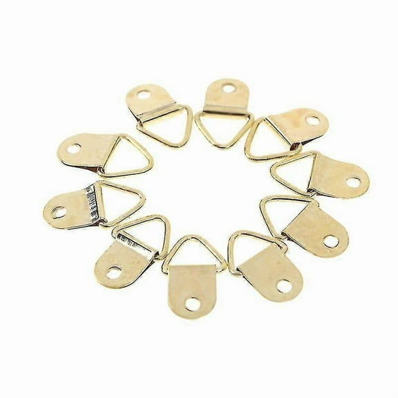 10pcs D Ring Hooks Golden Brass Triangle Photo Picture Frame Wall Mount Hangers6417242307585