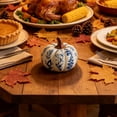 thumbnail image 4 of erdimoy Blue & White Floral Ceramic Pumpkin Decor, Multi‑Size Chinoiserie Fall Pumpkin Tabletop Figurine, Thanksgiving Harvest Season Mantel Shelf Home Ornament, 4 of 6