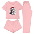 thumbnail image 2 of Fznquz Women Pajamas Christmas Winter Soft Outfits Tops and Shorts Pants Short Sleeve 3 Piece Casual Womens Pjs Sets, 2 of 8