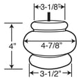 thumbnail image 2 of 4 in. H x 4-7/8 in. Dia Unfinished Solid Hardwood Round Bun Foot | 4 Pack with 4 Free Insert Nuts and Drill Bit, 2 of 7