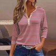 thumbnail image 2 of Womens 3/4 Sleeve Tops 2025 Spring Print Round Neck Shirts Loose Fit Three Quarter Sleeve Tshirts Casual Loose Fit Henley Neck Tunic Tops, 2 of 4