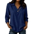 thumbnail image 2 of Asxite Womens Fall Tops Solid Casual Lapel Collar Button Down Long Sleeve Shirts, 2 of 6