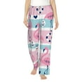thumbnail image 2 of Goofa Pink Striped Flamingo Printed Soft Pajama Pants for Women, Wide Leg Comfy Casual Lounge Yoga Pants-Large, 2 of 9
