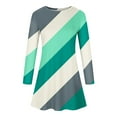 thumbnail image 5 of Robes d'Automne pour Femmes Col Rond Bloc de Couleur Robe à Manches Longues Décontractée Ample Tunique Évasée Mini Robes, 5 of 5