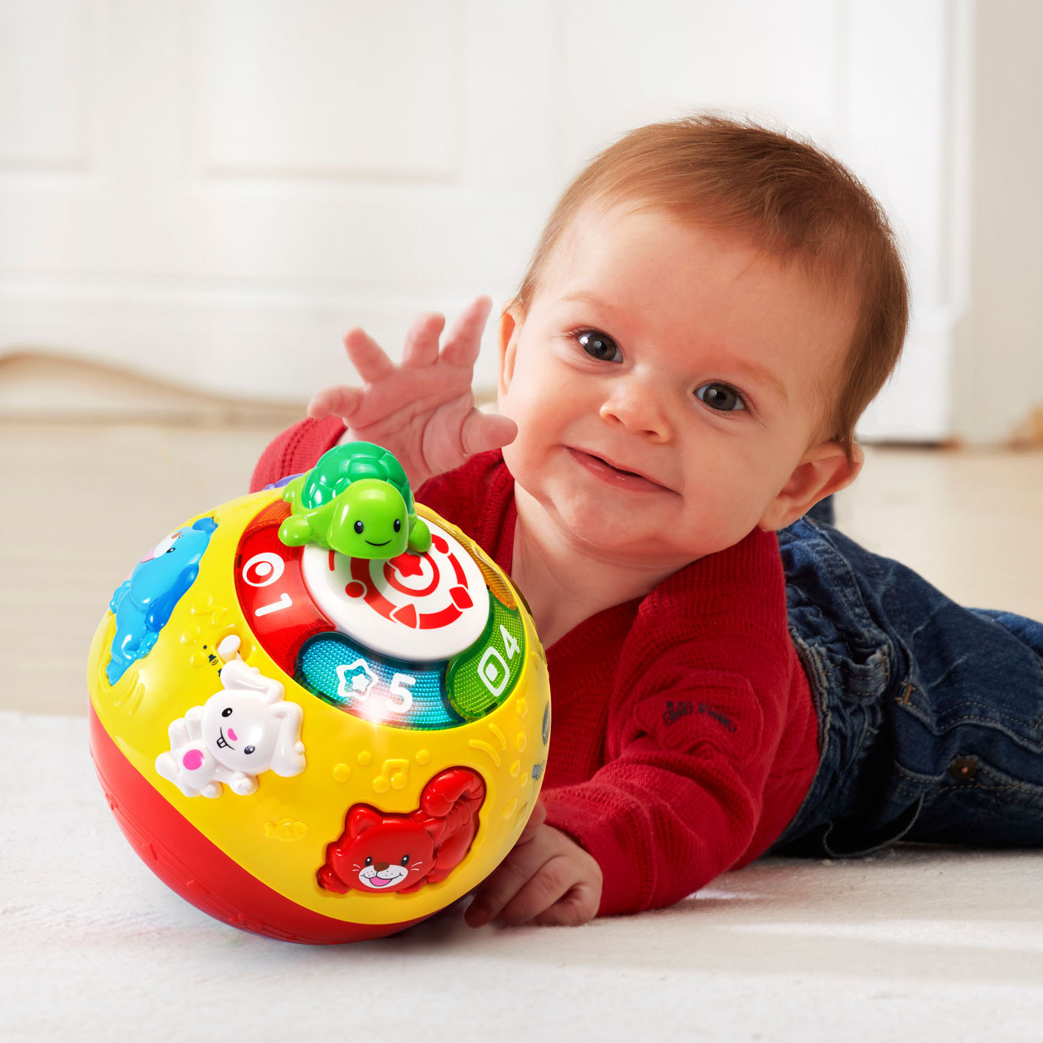 VTech Wiggle and Crawl Ball for Babies and Toddlers, Encourages Motor Skills, Teaches Shapes & Colors - image 4 of 10