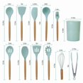 thumbnail image 3 of 11Pcs Silicone Cooking Utensil Set Heat Resist Wooden Handle Silicone Spatula Ladle Spaghetti Server Tongs Spoon Egg whisk Kitchenware Set w/ Holder Green, 3 of 10