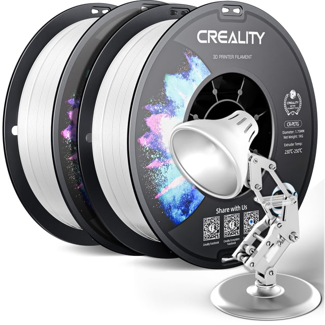 Filamento para impresora 3D Creality PETG de 1,75 mm, 2 kg, blanco (paquete de 2)