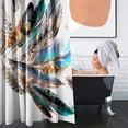 thumbnail image 5 of FMSHPON Colorful Feather 4 Piece Bathroom Set Shower Curtain Bath Rug Contour Mat and Toilet Lid Cover, 5 of 8
