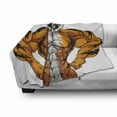 thumbnail image 3 of Animal Soft Flannel Fleece Throw Blanket, Wildlife Safari Animal Bodybuilder Tiger Cartoon Image, Cozy Plush for Indoor and Outdoor Use, 50" x 60", Pale Grey Marigold, by Ambesonne, 3 of 6
