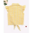 thumbnail image 6 of Yesfashion Girls Sleeveless Plaid Button Down Shirt Summer Crop Tops Tie Knot Ruffle Sleeve Shirt Blouse 3-12Y, 6 of 9