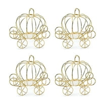 CCOCC 4Pcs Mini Plated Pumpkin Carriage Centerpiece,Candy Box for Wedding, Birthday,Halloween Party