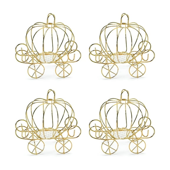 CCOCC 4Pcs Mini Plated Pumpkin Carriage Centerpiece,Candy Box for Wedding, Birthday,Halloween Party