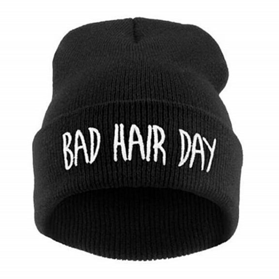 Black "Bad Hair Day" High Quality Knit Beanie