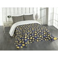 thumbnail image 3 of Ambesonne Cartoon Quilted Bedspread Set 3 Pcs, Sleeping Moon at Night Time, Queen Size, Navy Blue Orange Yellow, 3 of 5