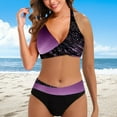 thumbnail image 2 of Huesdet Women Sexy Brazilian Bikini 2 Piece Spaghetti Strap Top Thong Swimsuit Bathing Suit(Dark Purple,XXL), 2 of 4