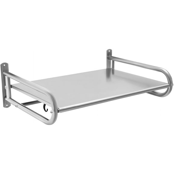 Microwave Oven Rack, with 5 Hooks, Wall-Mounted Metal Kitchen Shelf, Wall Microwave Stainless Steel Microwave Stand Holder, for Kitchen Home