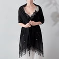 thumbnail image 2 of SWSMCLT Women's Formal Pashmina Shawl Wedding Shawl Convertible Fringe Fall Lace Trim Pashmina Scarf Black One Size, 2 of 5