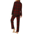 thumbnail image 4 of XuJwPNcy Women's 2 Piece Pajama Outfits V Neck Long Sleeve Button down Shirts and Wide Leg Pants Loungewear Sets, 4 of 4