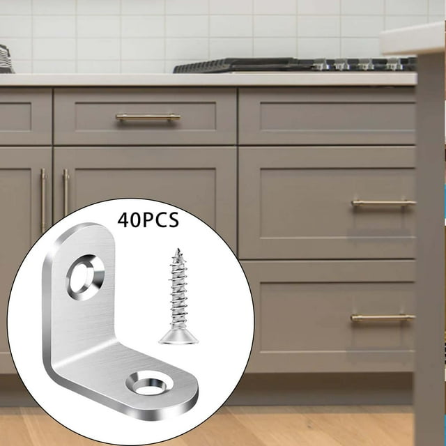 Soporte de esquina de soporte en L de 40 piezas, soporte de ángulo de de acero inoxidable para mesas de madera, gabinetes, estantes 20 mm x 20 mm x 16 mm perfecl Soporte de esquina