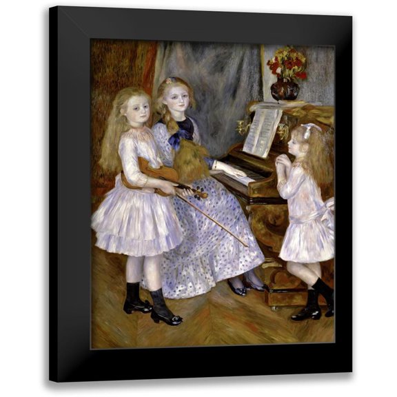 Renoir, Pierre-Auguste 12x14 Black Modern Framed Museum Art Print Titled - Portrait of the Daughters of Catulle Mendes