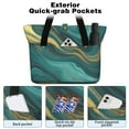 thumbnail image 2 of Tote Bag for Women - Teal Gold Marble Shoulder Bag - Large Utility Work Duffle Bag with Zipper Handbag for Travel, Work, Sprots, 2 of 5