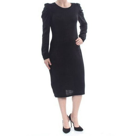 Calvin Klein Women's Puff Sleeve Sheath Sweater Dress, Black, Size Small: S/Black