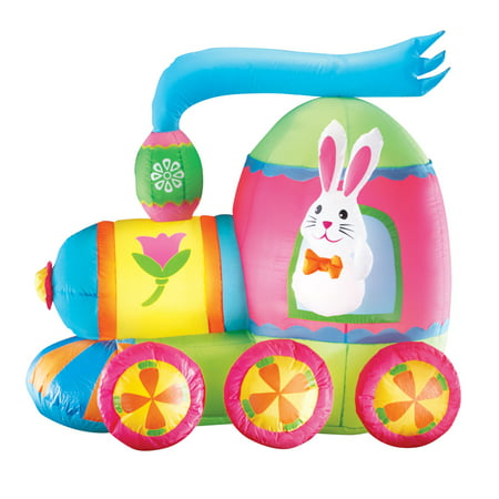 Inflatable Easter Bunny Train Outdoor Yard Decoration - 4' Long