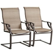 BALI OUTDOORS Patio Dining Chairs All-Weather Spring Motion Textilene Patio Furniture, Set of  2
