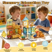 Magnetic Tiles, Construction Theme 50 PCS Magnetic Blocks, Montessori Learning Toys for 3 to 4 Year, Magnetic Construction Toys for Toddlers 3-6 Years Old, Educational Toys for Boys Girls