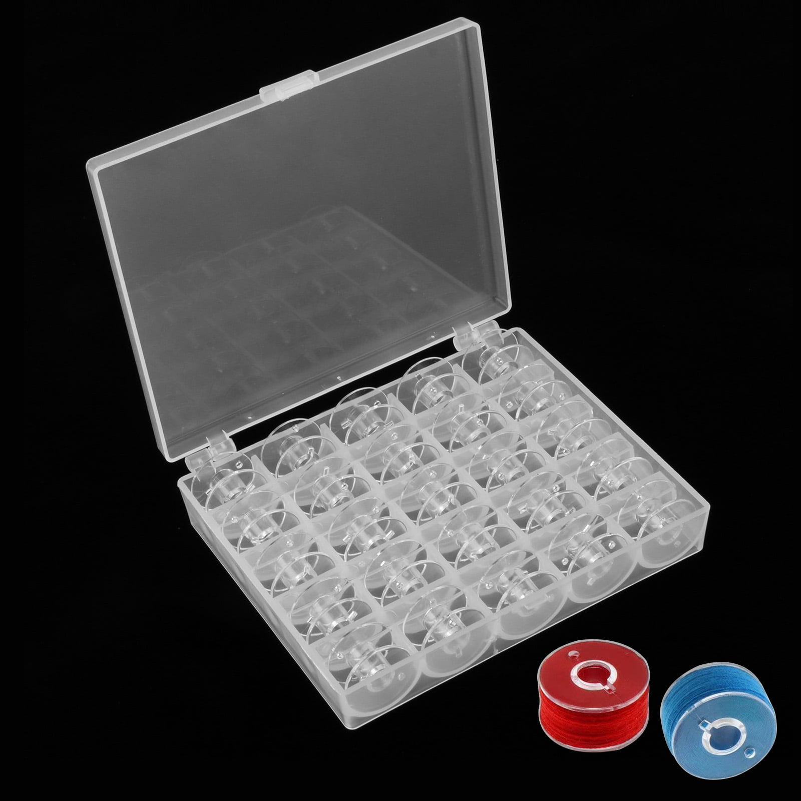 25 Pcs Transparent Plastic Sewing Machine Bobbins with Bobbin Case for Brother Singer Babylock Janome Kenmore