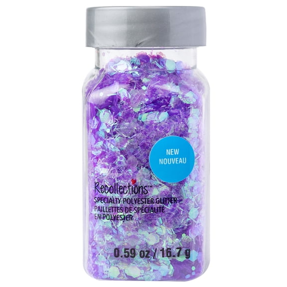 Recollections Purple Mixed Shape Tinsel Specialty Polyester Glitter - 0.59 oz Jar, Decorative Plastic Glitter for DIY Crafts & Decorations, 12 Pack