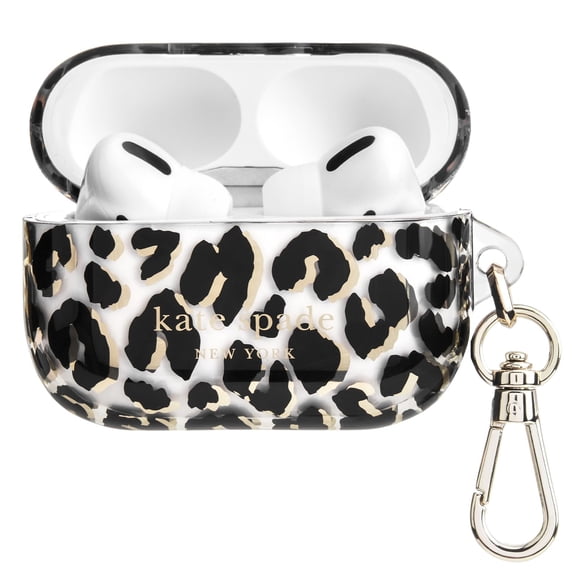 kate spade new york AirPods Pro Protective Case with Keychain Ring - City Leopard, Compatible with AirPods Pro 2nd / 1st Generation