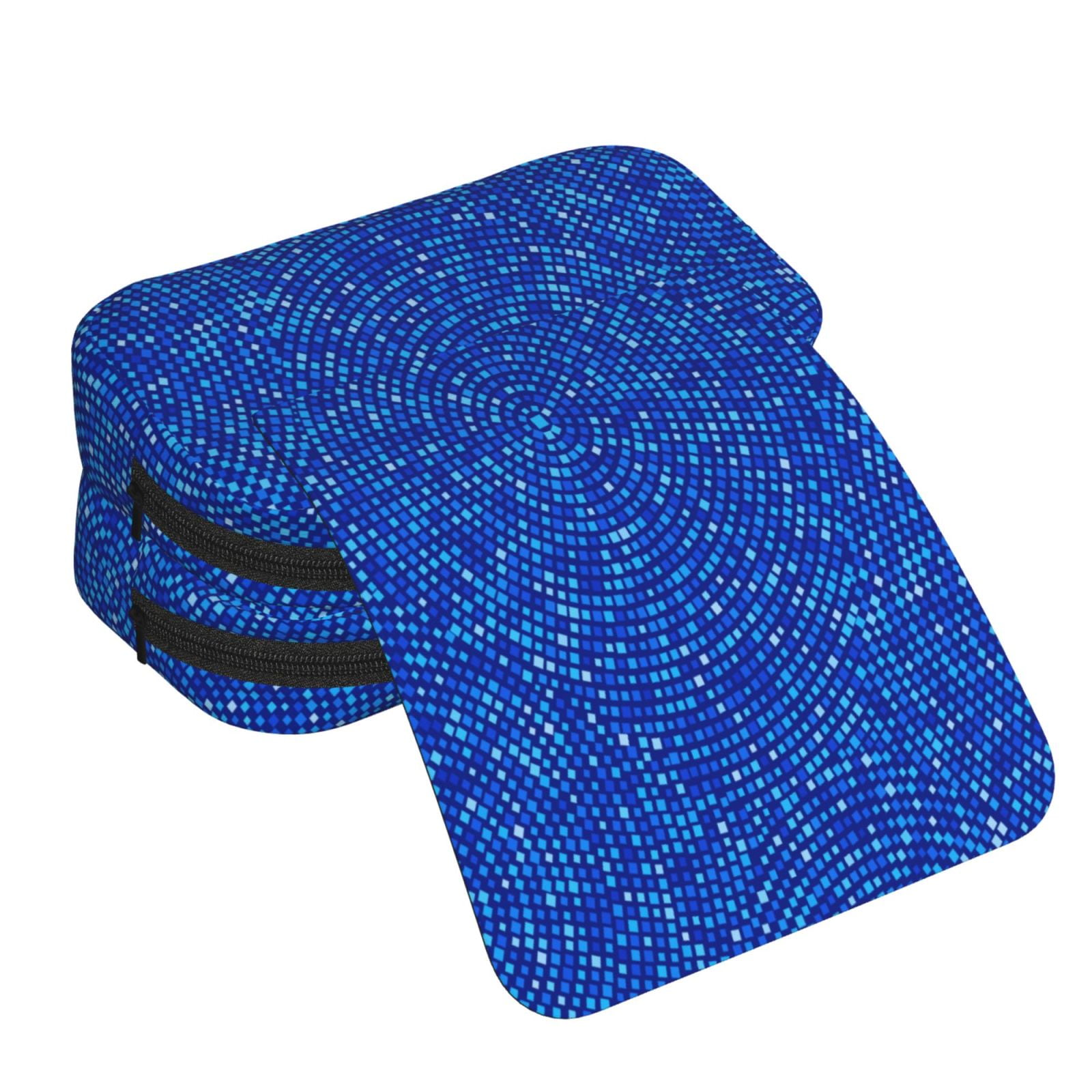 Rateoe Blue Circles Mosaic Pattern Double Clamshell Pen Case, Storage Organizer with Two Zipper Compartments– Holds Up to 50 Pencils & Pens